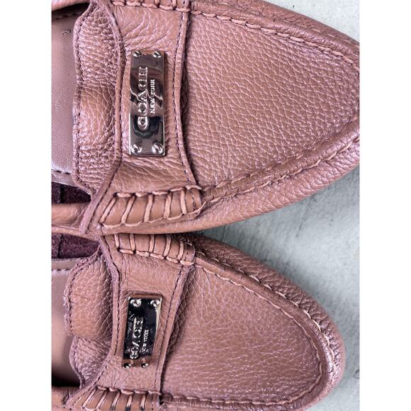 COACH Fredrica Gold Plate Logo Brown Leather Driving Loafers Mocs Shoes 7.5 - Picture 8 of 8
